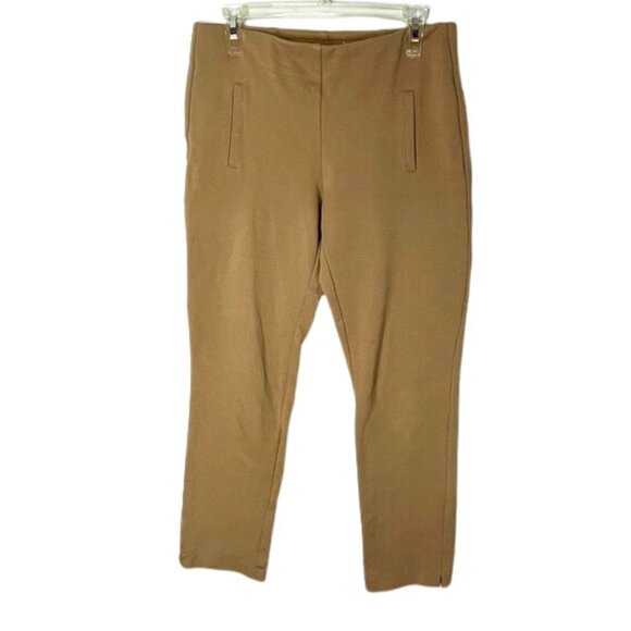 Chico's Pants - Chicos Size US 4 Tan Ponte Knit Pull On Stretch Cropped Tapered Pants
